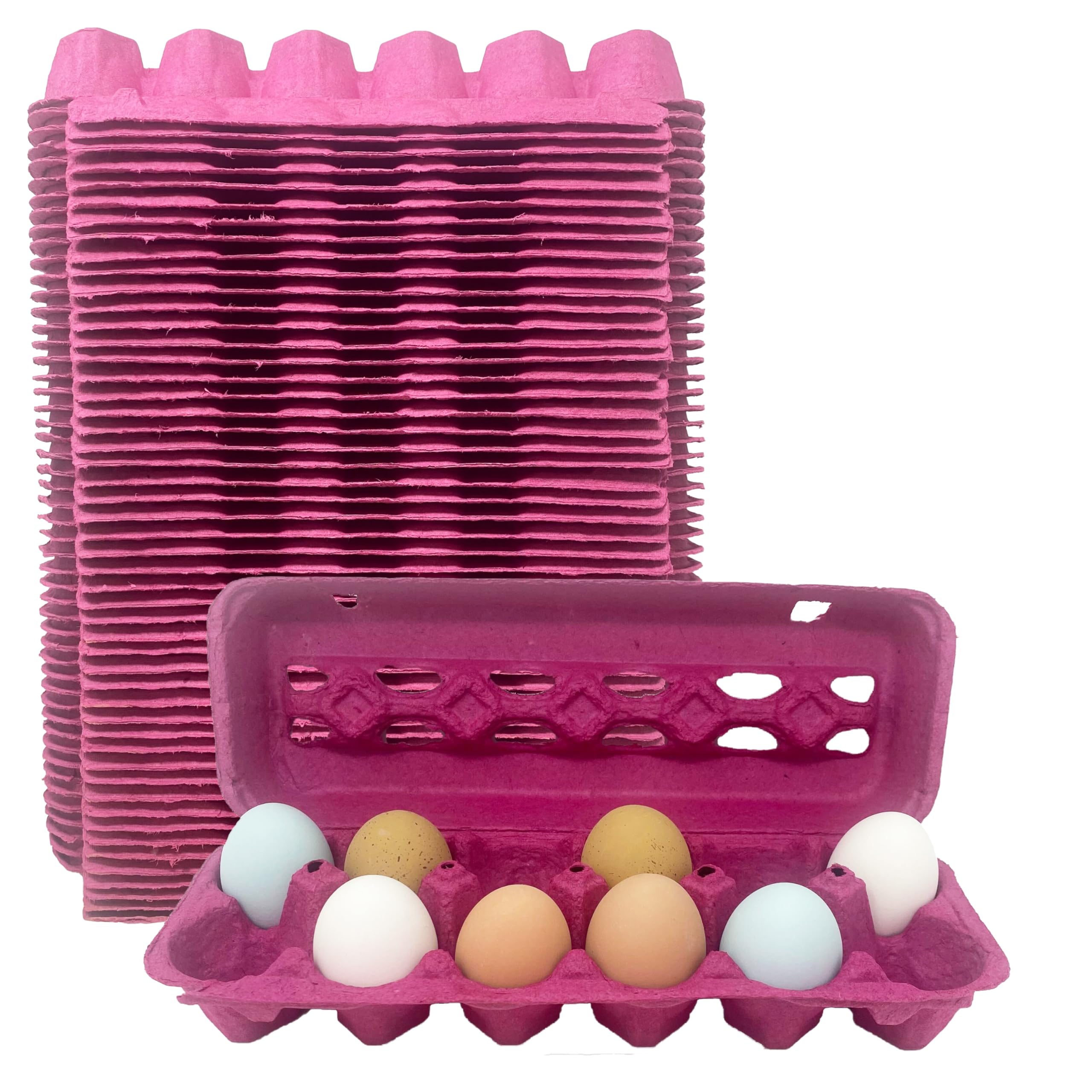 Pink Paper Pulp Egg Cartons - 50 Pack