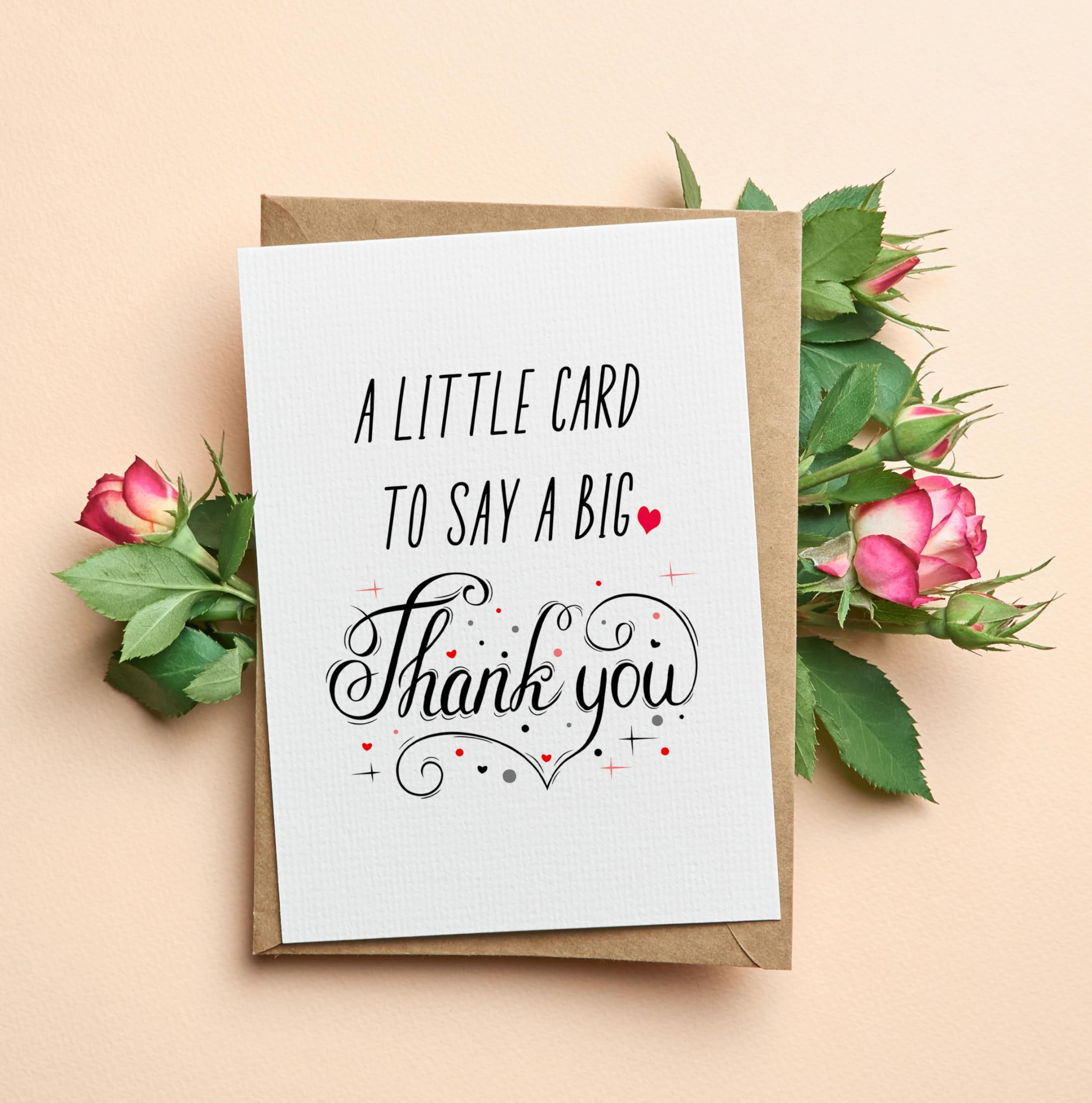 TRIDECOR Thank you Card with Envelope, Simple Cute Single Card, Grateful Card - Folded 5"x7" Card for Him, Her, Teacher, Boss, Doctor, Mom, Dad, Coworker, Bridesmaids, Groomsmen