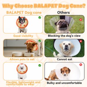 BALAPET Soft Dog Recovery Collar, Comfortable Lightweight Adjustable Pet Cone Collar for After Surgery, Cute Funny Pizza Shapes Elizabethan Collar for Small Dog Cat Prevent from Licking Wounds(M)