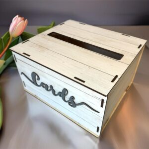 Wooden Wedding Card Box for Reception money Envelopes,Bridal & baby Showers, Graduations or engagements (Rustic White)