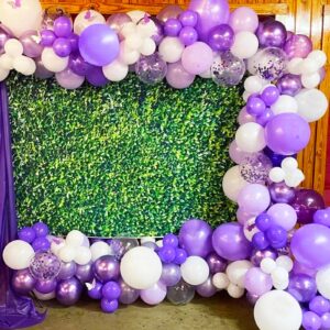 Lavender Purple Balloons, 60 Pcs 12inch Purple Metallic Balloons Lavender Light Purple Lilac Balloons Confetti Balloons with Purple Ribbons Set for Birthday Bridal Shower Wedding Party Decorations