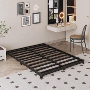 Likelalaso 3 inch Low Full Size Bed Frame with Rounded Corner, Heavy Duty Metal, Easy Assembly, Noise Free, Black