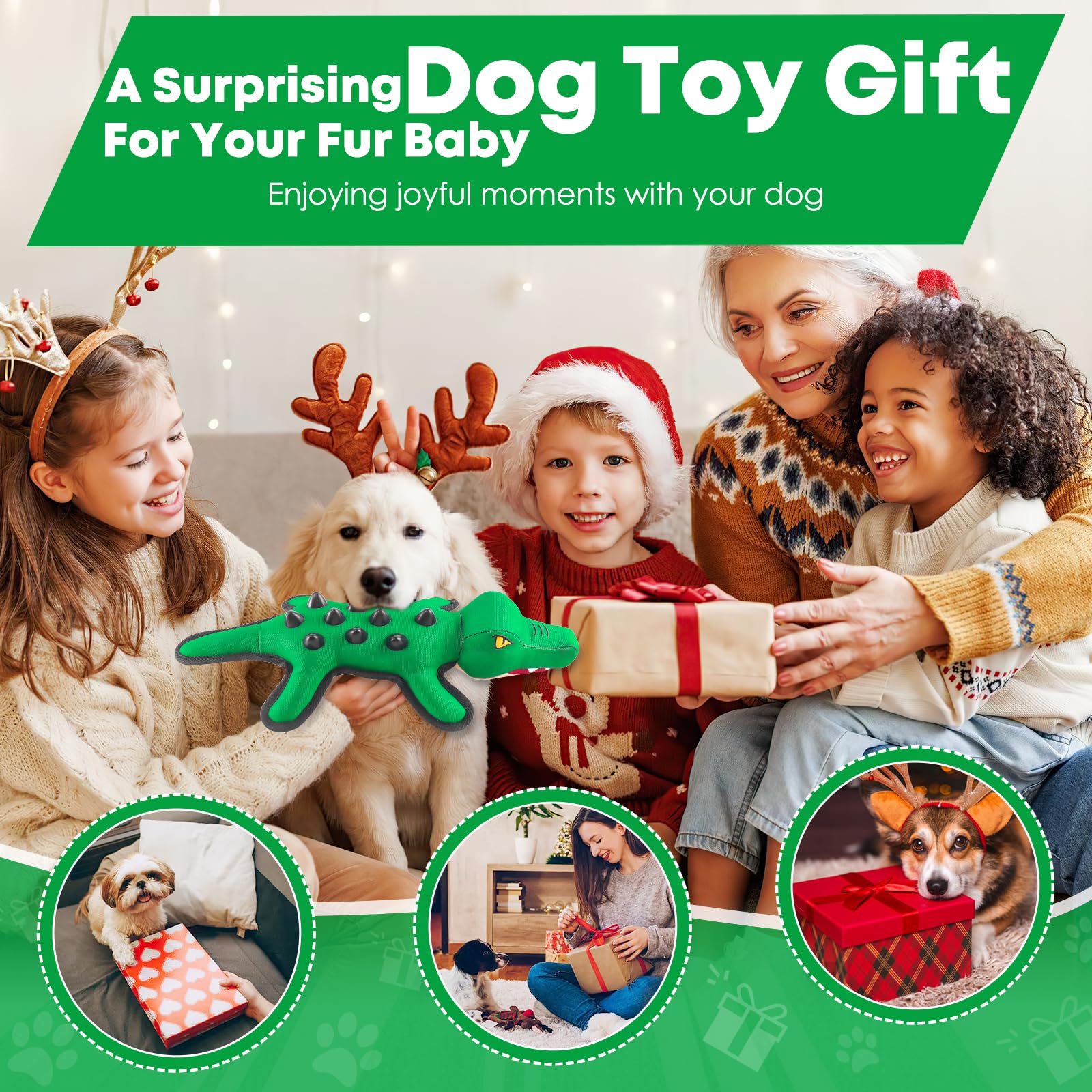 Fuufome Squeaky Dog Toys for All Breeds:Interactive and Puppy Teething Toys with Upgraded Fabric-Stuffed Animals Dog Toys for Boredom and Stimulating to Keep Them Busy