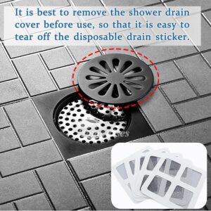 4" X 4"Disposable Floor Drain Sticker Shower Drain Hair Catcher Shower Drain Cover Hair Catcher Mesh Stickers for Bathroom Washbasin Bathtub Kitchen Sink for Human and Pet Hair (50pcs)