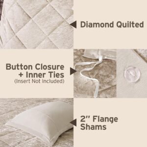 Intelligent Design King Duvet Cover Set, Velvet King Duvet Set, Luxury Diamond Quilting, Lustrous Duvet Cover, Fluffy Duvet Cover, Decor Pillow & 2 Shams, 4 Pieces, Felicia King/Cal King, Champagne