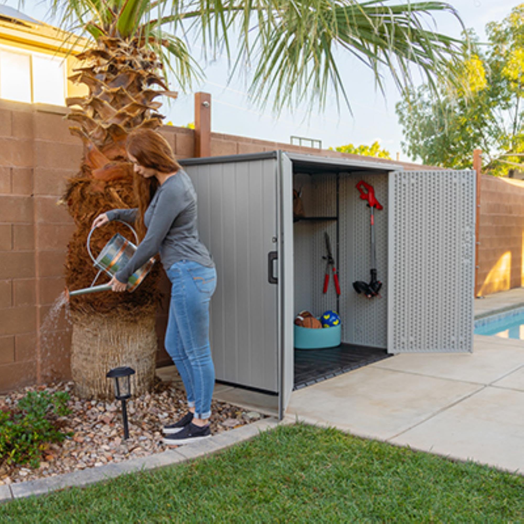 Lifetime Outdoor Utility Storage Shed with Double Wall Steel-Reinforced Construction, 6.3 x 3.6 FT