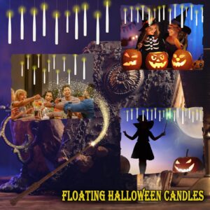 GTYZZH Floating Candles with Wand, 24PCS Hanging Candles with Remote Wand, Warmwhite Flickering Flameless Magic Floating Candle Lights for Halloween Christmas Decorations