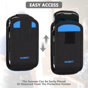 Scanner Holster Compatible with Zebra TC77, TC70,TC70x,TC72,TC75x,TC75,MC67,M60,Handheld Barcode Scanner Holder Case,Server Pouch with Metal Belt Clip and Pen Holder,Black-Blue