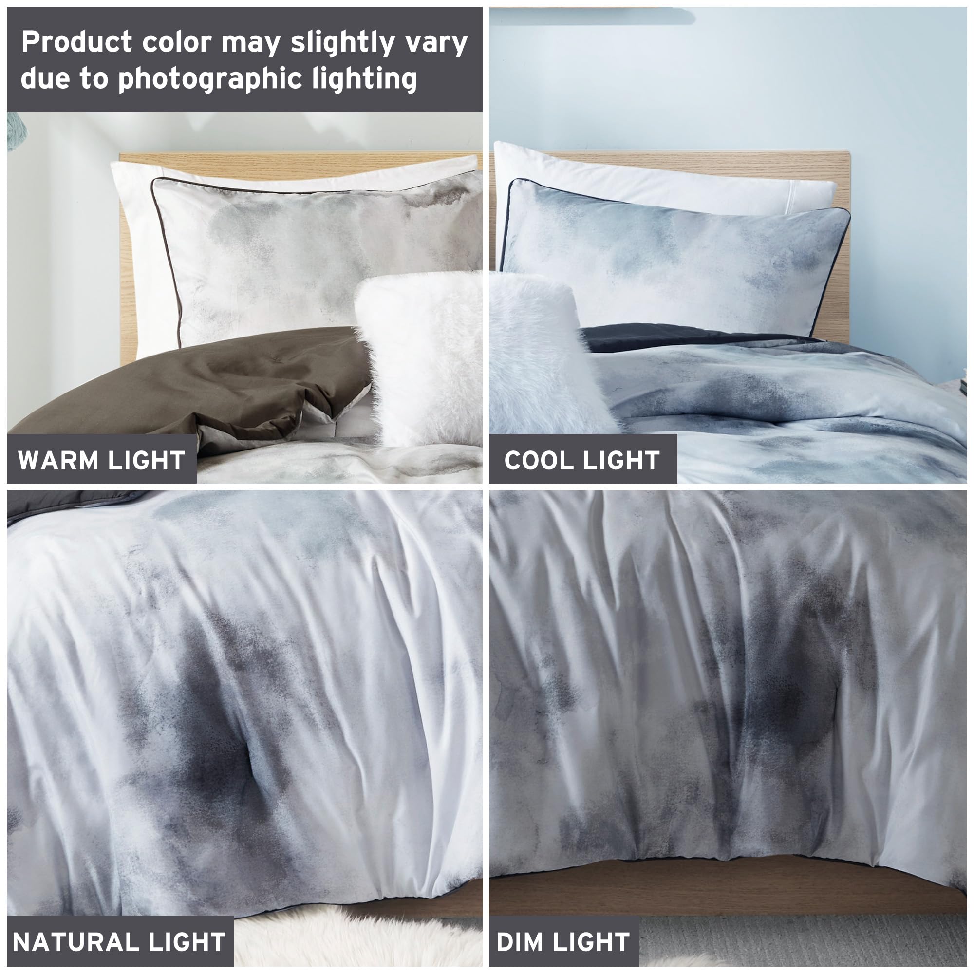 Intelligent Design Duvet Cover Twin Bedding Sets for Girls & Boys Watercolor Tie Dye Twin Duvet Cover Set Kids, Microfiber Twin Size Duvet Cover Set, Pillow Cassiopeia, Twin/Twin XL, Charcoal 3 Piece