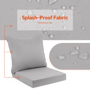 Focuprodu Outdoor Deep Seat Cushions24x24inch. Chair Cushions for Outdoor Furniture Waterproof/Fade-Resistant. Patio Furniture Cushions with Removable Cover. (Oliphant-Light Grey)