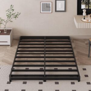 Likelalaso 3 inch Low Full Size Bed Frame with Rounded Corner, Heavy Duty Metal, Easy Assembly, Noise Free, Black