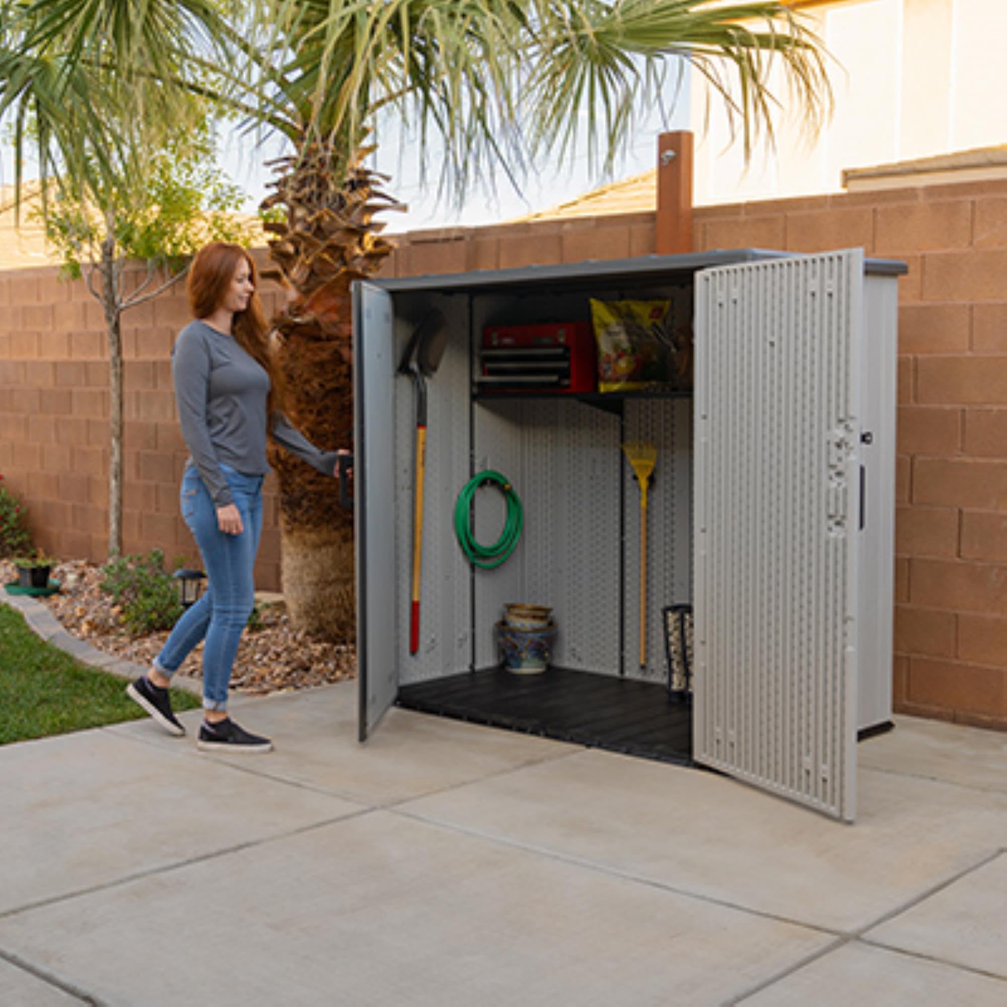 Lifetime Outdoor Utility Storage Shed with Double Wall Steel-Reinforced Construction, 6.3 x 3.6 FT