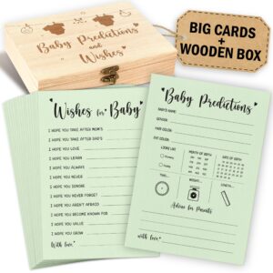 woodamore baby predictions and advice cards - 30 pcs baby prediction cards, wishes for baby cards for sage green baby shower decorations, funny baby shower game for gender neutral baby shower decor