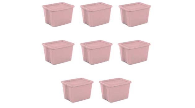 Generic 18 Gallon Tote Box Plastic, Set of 8 Stackable Totes Colors In Pink, Purple, or Fuchsia Burst (Pink)