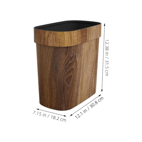 HOLIDYOYO Paper Trash Can Vintage Garbage Can Container Imitation Wood Kitchen Bucket Plastic Rubbish Bin Bedroom Wastebasket Office Waste Bin Basket Bathroom Living Room Home Organizer