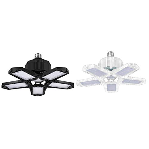 Fuuroottly 2 Pcs LED Five Leaf Garage Light Garage Ceiling Lamp 8000LM Deformation Basement Adjustable High Bay Light 80W & 100W