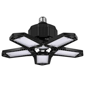 Fuuroottly 2 Pcs LED Five Leaf Garage Light Garage Ceiling Lamp 8000LM Deformation Basement Adjustable High Bay Light 80W & 100W