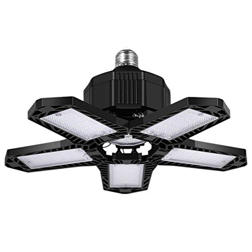 Fuuroottly 2 Pcs LED Five Leaf Garage Light Garage Ceiling Lamp 8000LM Deformation Basement Adjustable High Bay Light 80W & 100W