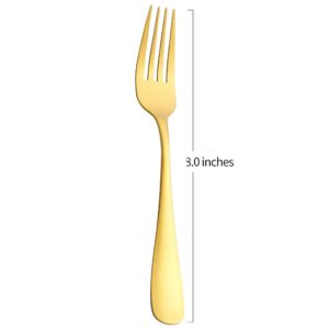 Matte Gold Dinner Fork Set, GoGeiLi 8.0-inch Stainless Steel Satin Finish Fork Silverware, Gold Flatware Table Fork Set of 6, Dishwasher Safe