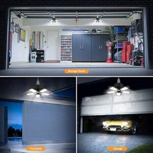 Fuuroottly 2 Pcs LED Five Leaf Garage Light Garage Ceiling Lamp 8000LM Deformation Basement Adjustable High Bay Light 80W & 100W