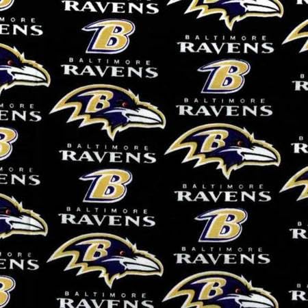 Baltimore Ravens Cotton Fabric - NFL Team Logo Cotton Fabric by The Yard, Fat Quarter, Half Yard, 1 Yard, 2 Yard Cuts