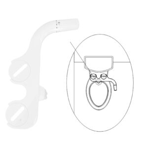 Ultra Slim Bidet Toilet Seat Attachment Dual Nozzle Self Feminine Butt Wash Bidet Attachment 3/8 Inch Tee