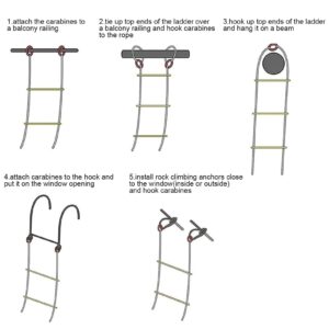 Safety Ladder 3-20M Rope Ladder - Flame Resistant Fire Escape Ladder - Emergency Climbing Ladder with Nylon Safety Rope - 420 Kg Weight Capacity