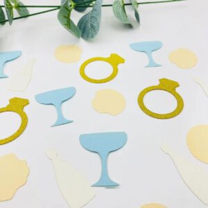 100PCS Last Toast on the Coast Confetti - Coastal Bachelorette Party Wine Cup Gold Glitter Diamond Ring Shells Paper Confetti for Bridal Shower