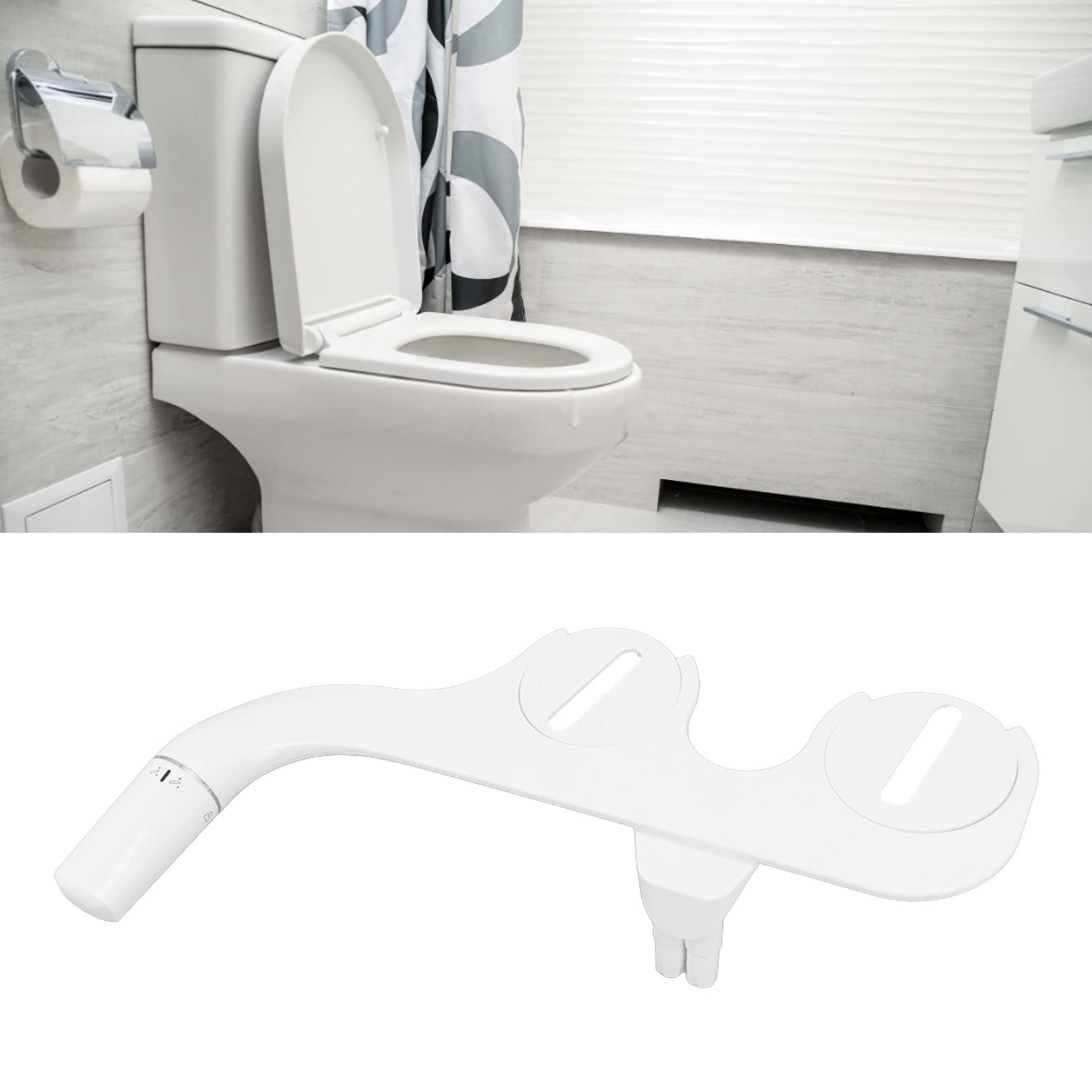 Ultra Slim Bidet Toilet Seat Attachment Dual Nozzle Self Feminine Butt Wash Bidet Attachment 3/8 Inch Tee