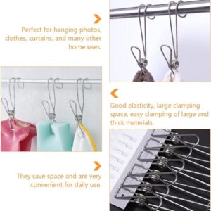 Stainless Steel Clothespins - 2024 New Heavy Duty Long Tail Clips with Hooks, Extra Large Universal Hanging Clips for Clothes, 10 Pack Stainless Steel Metal Clothespins for All Your Drying Needs (10)