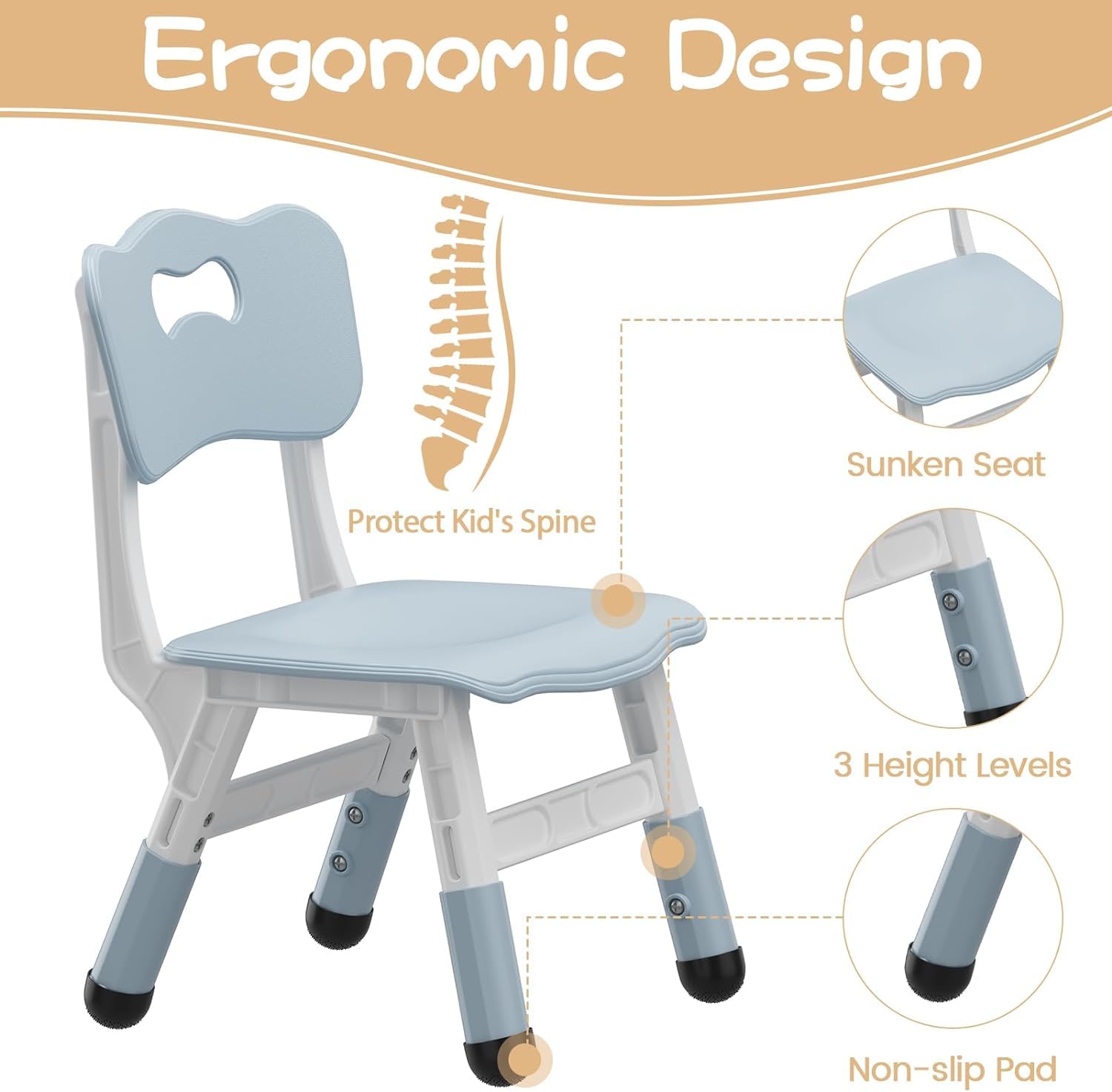 GAOMON Toddler Table and 4 Chairs Set with Graffiti Desktop, Height Adjustable Kids Table and Chairs Set, Non-Slip Legs, 4 in 1 Activity Table Play Table for Reading, Drawing, Playing, Eating