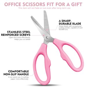 Pink Scissors for School Multipurpose Stylish: 5 inch - Comfort Grip - Stainless Steel - Scissors with Home - Office - for Cutting Paper - Open Envelopes - Cut Tape (Ping)