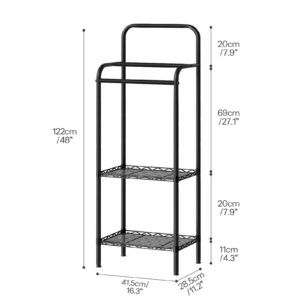 HOOBRO 48" Tall Free Standing Towel Rack for Bathroom, 3 Tier Blanket Rack with 2 Adjustable Shelves, Pool Towel Drying and Display Rack, Quilt Rack, for Living Room, Bedroom, Outdoor, Black BK23LB01