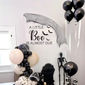 Tenelat A Little Boo is Almost Due Baby Shower Decal for Balloon Arch - Halloween Boo Backdrop Sticker,Bat First Birthday Photography Background, Kids 1st Birthday Party Decor (A Little Boo Decal)