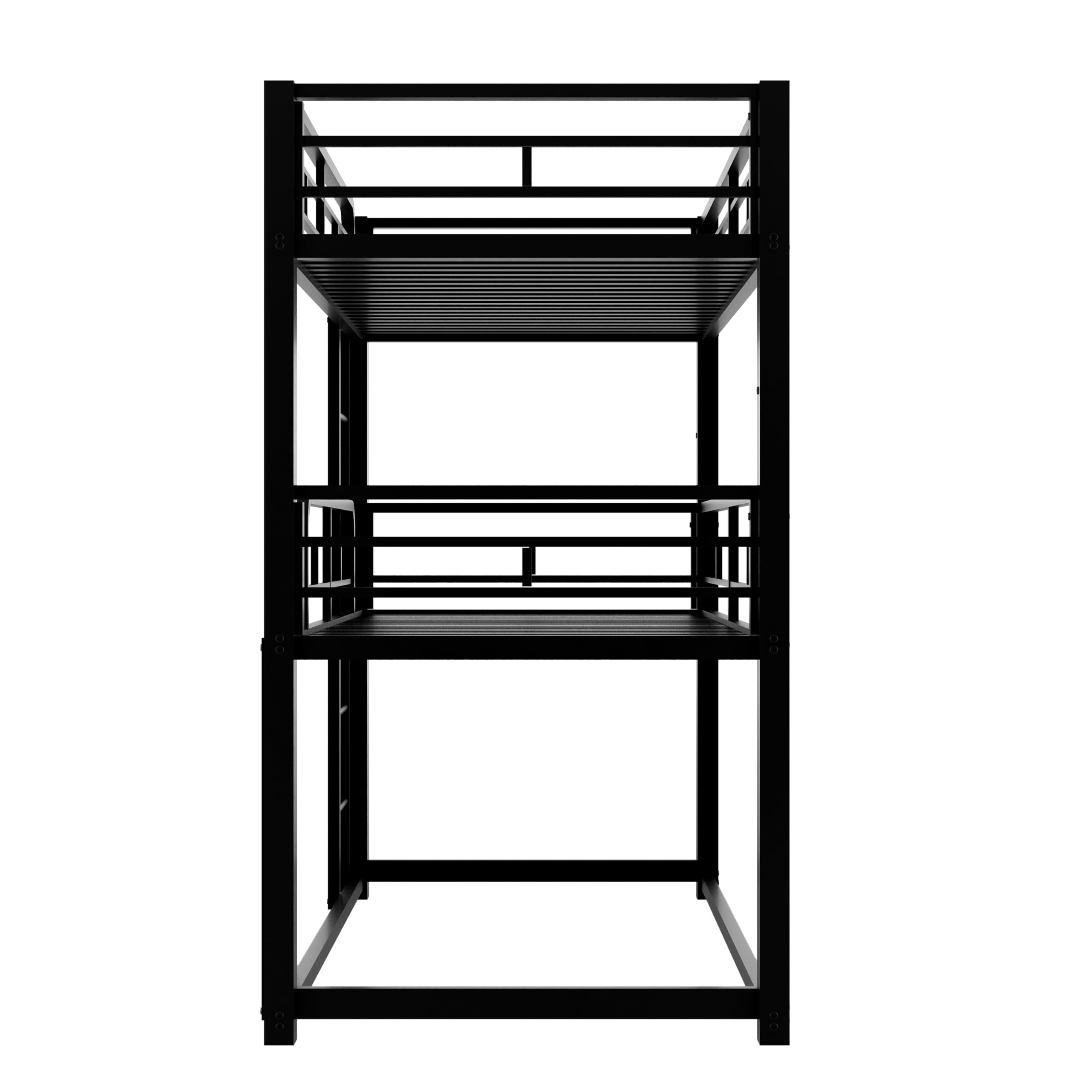 Harper & Bright Designs Metal Triple Bunk Beds,Bunk Beds Twin Over Twin Over Twin,Triple Bed for 3,Heavy Duty 3 Beds Bunk Bed with Guard Rails and 2 Ladders for Kids Teens Adults, Black