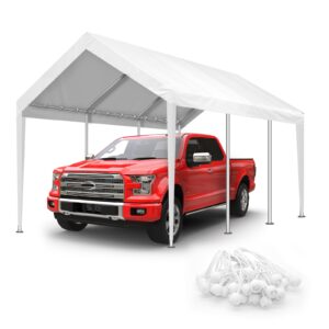 10x20ft carport canopy replacement cover heavy duty waterproof & uv protected, all weather car shade canopy with ball bungees (white, 10'x20')