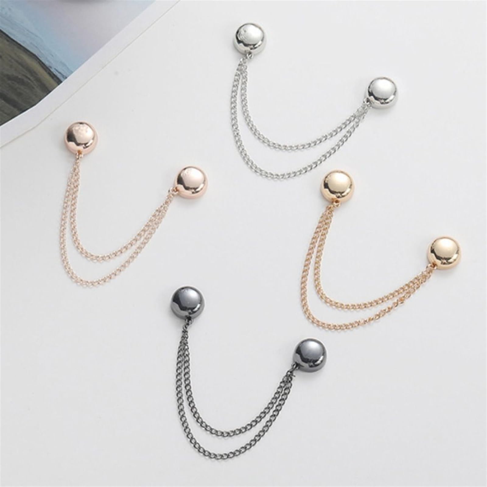 Multi-Function Magnetic Clothing Clips, 4 Pack Strongest Magnetic Strength Buttons Clips, Multi-Purpose Magnetic Pinless Brooch Clothing Accessories for Women Clothes Hijab Pins Decorate