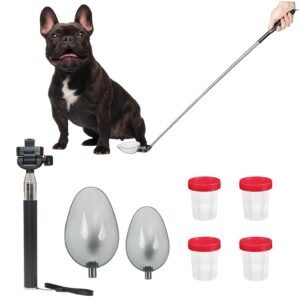 inenya dog urine sample catcher，telescopic dog pee sample collector，pet urine stick for small large female dogs (grayspoon&4bottles)