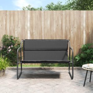 patio benches 2-seater patio bench with cushion anthracite steel,2seater outdoor patio bench with comfortable cushions and uvresistant textilene for gardens and terraces outdoor furniture & accessorie