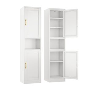 ckzbx kitchen cabinet with 2 doors, 6-tier tall metal pantry cabinet,70.87" h storage cabinet,3 adjustable shelves for home office, living room, dinning room (white)