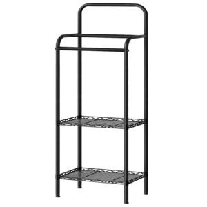 hoobro 48" tall free standing towel rack for bathroom, 3 tier blanket rack with 2 adjustable shelves, pool towel drying and display rack, quilt rack, for living room, bedroom, outdoor, black bk23lb01