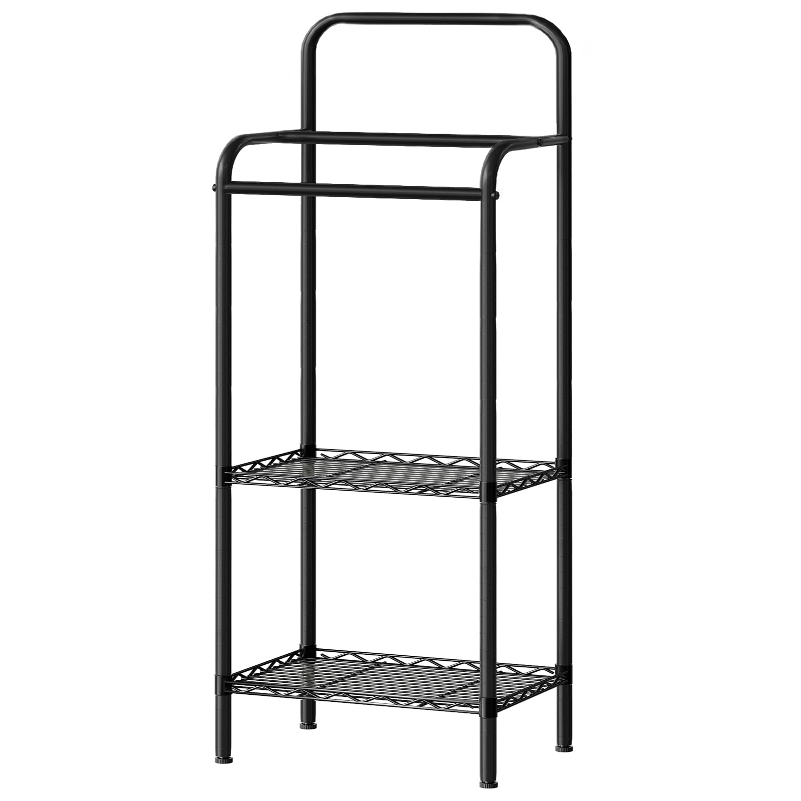 HOOBRO 48" Tall Free Standing Towel Rack for Bathroom, 3 Tier Blanket Rack with 2 Adjustable Shelves, Pool Towel Drying and Display Rack, Quilt Rack, for Living Room, Bedroom, Outdoor, Black BK23LB01