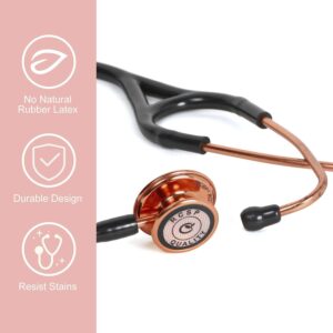 Dual Head Stethoscope for Doctors Stainless Steel Rose Gold Acoustic Stethoscope with Flexible Tube & Soft Sealing Ear Knobs Black