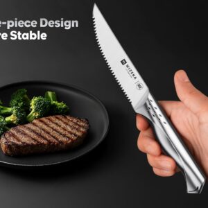 WIZEKA Steak Knives Set of 8, Dishwasher Safe Serrated Steak Knives 4.5 Inches, German Stainless Steel Kitchen Knives of Steak, Jaguar Series