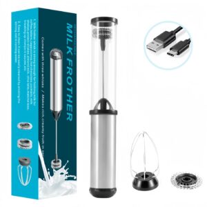 milk frother rechargeable handheld - electric whisk/frother wand for coffee, matcha, latte, cappuccino