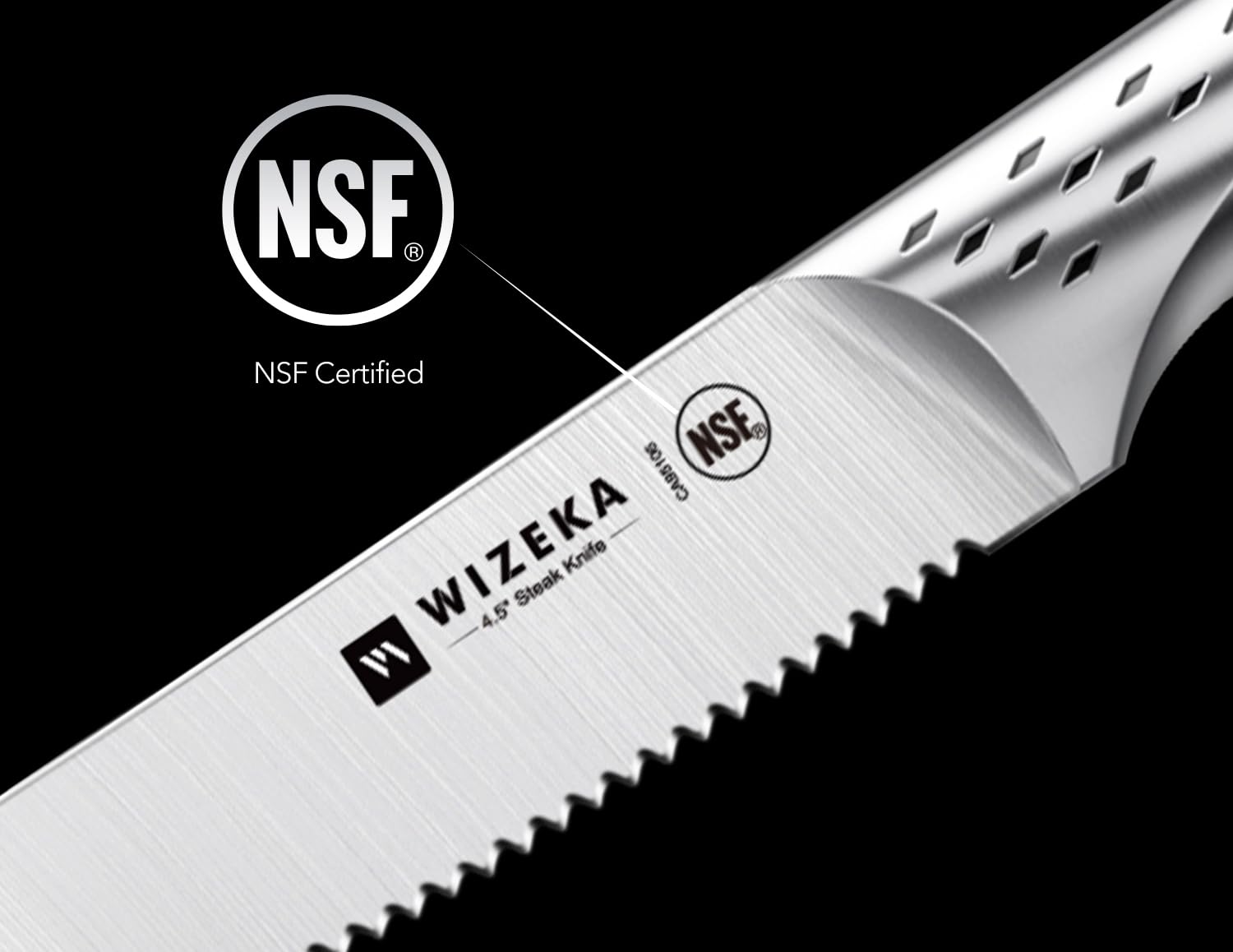 WIZEKA Steak Knives Set of 8, Dishwasher Safe Serrated Steak Knives 4.5 Inches, German Stainless Steel Kitchen Knives of Steak, Jaguar Series