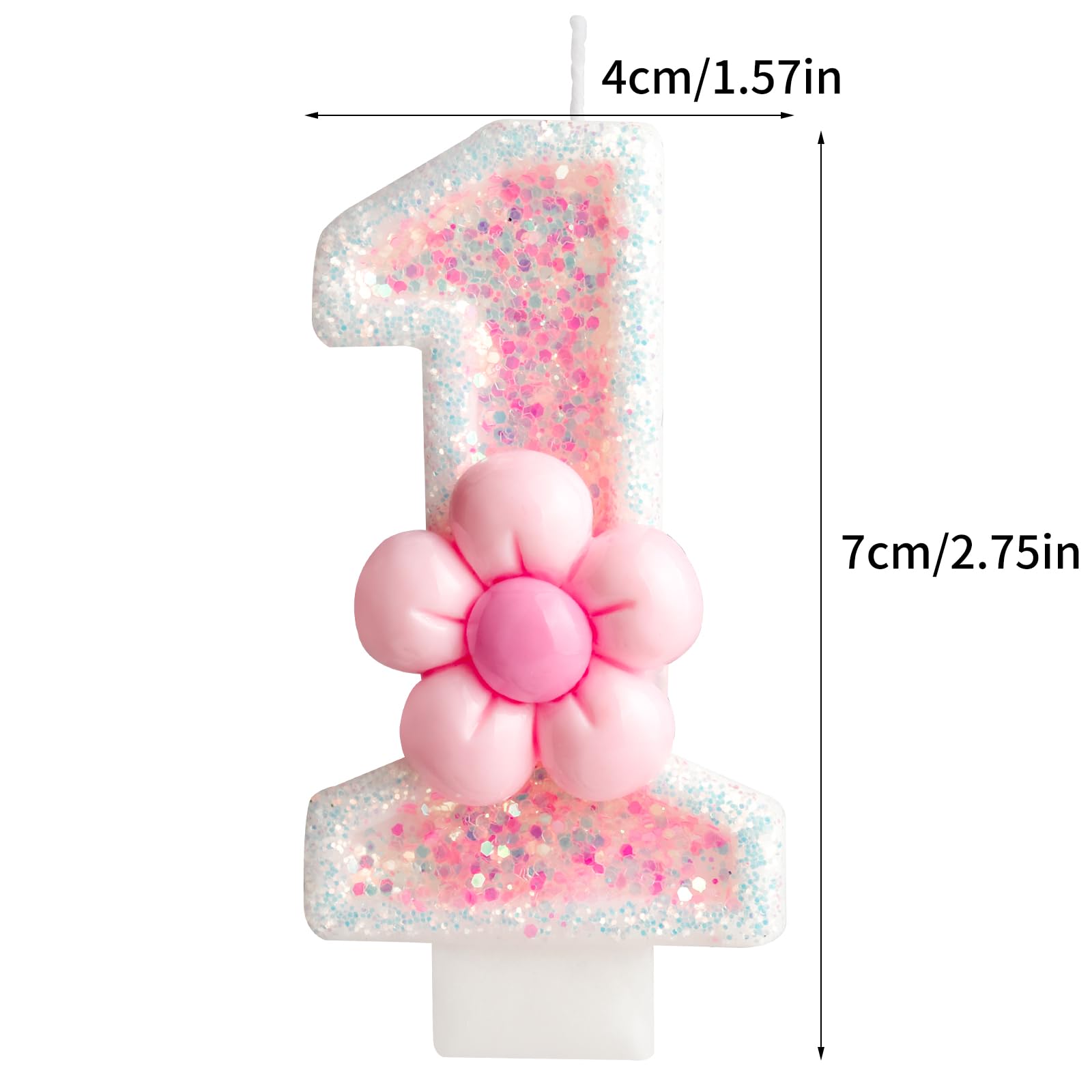 Zi Lan Birthday Candle for Girl, Pink Gerbera Daisy Flower 1st Birthday Party Decorations, Number 1 Cake Candle, Pink Sequin Birthday Cake Toppers for Baby Shower Anniversary Party Celebration supplie