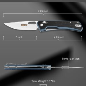 EDC Folding Knife with Clip, 3 Inch D2 Steel Drop Point Blade with G10 Handle, Pocket Knife for Men Women Outdoor Camping Hiking with Thumb Hole and Axis Lock Pocketknife