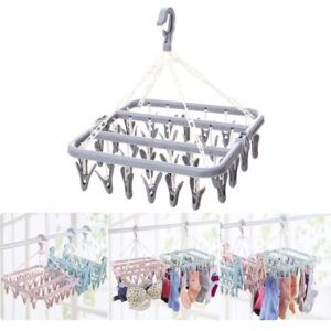 Clothes Drying Rack, 32 Clips Laundry Drying Rack Folding Sock Hanger, Underwear Hanger, Clothes Hangers for Drying Towels, Bras, Lingerie, Baby Clothes Laundry Drying Rack Hanger Laundry Drip Hanger