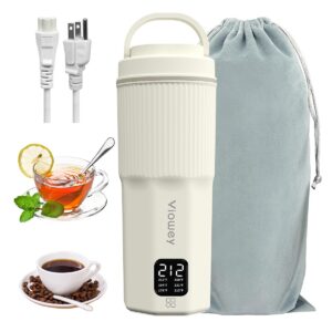 Travel Electric Kettle, 450ml/15.2oz & 316 Stainless Steel Mini Portable Coffee Tea Kettle with 6 Temperature Settings, 100V-240V Small Water Boiler, Auto Shut-off, Boil Dry Protection, BPA-Free